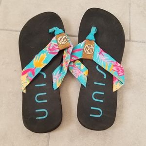 Floral flip flops
